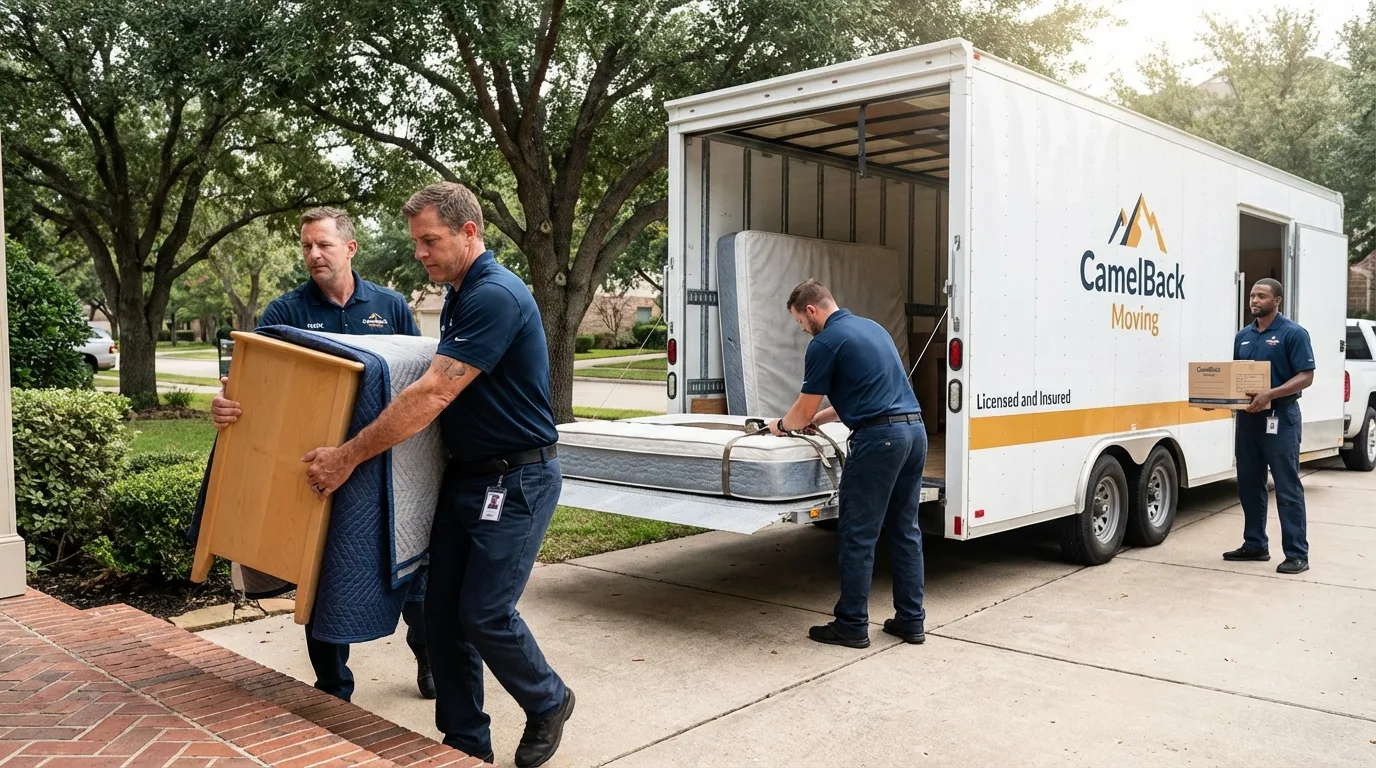 Crew loading residential truck for cross-state move from New Lexington, OH