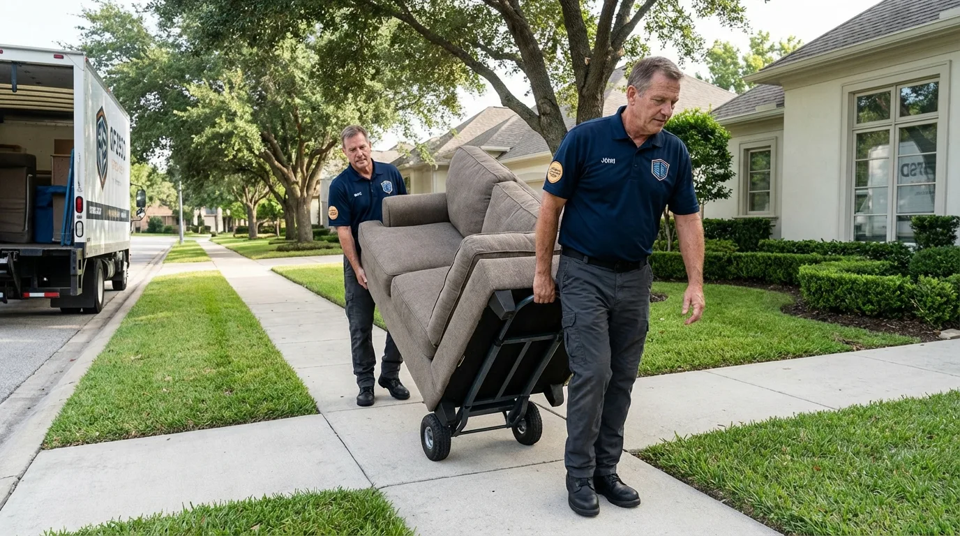 Local residential moving crew loading furniture in New Lexington, OH